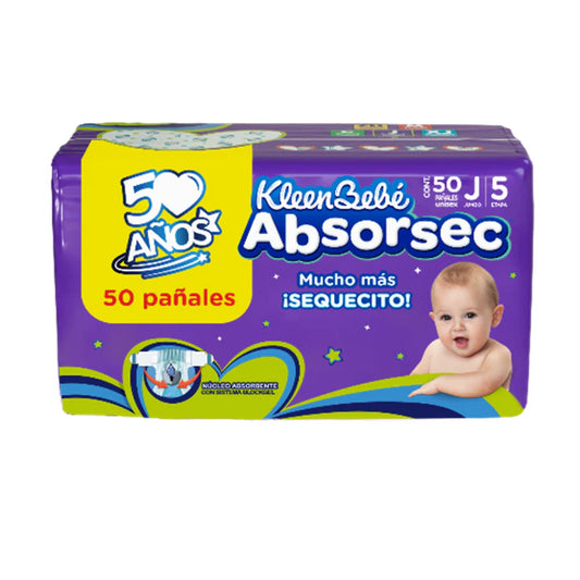 KLEENBEBE ABSORSEC PAÑAL JUMBO T5 50pzs