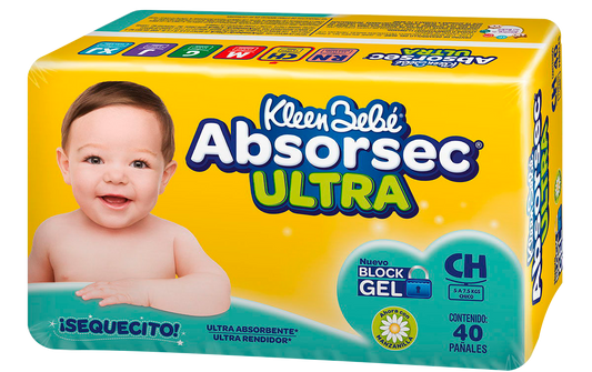 KLEENBEBE ABSORSEC ULTRA PAÑAL CHICO 40pzs