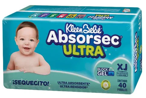 KLEENBEBE ABSORSEC ULTRA PAÑAL EXTRA JUMBO 40pzs