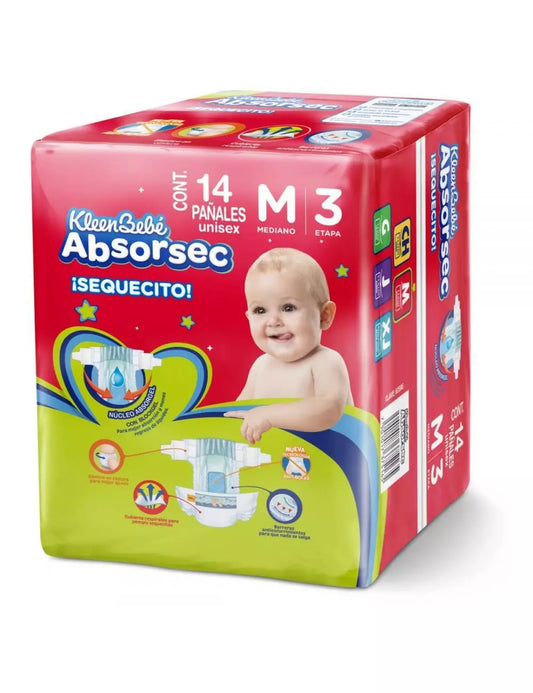 KLEENBEBE ABSORSEC ULTRA PAÑAL MEDIANO 14pzs
