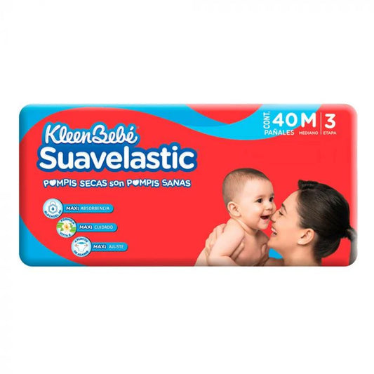 KLEENBEBE SUAVELASTIC PAÑAL MEDIANO 40pzs