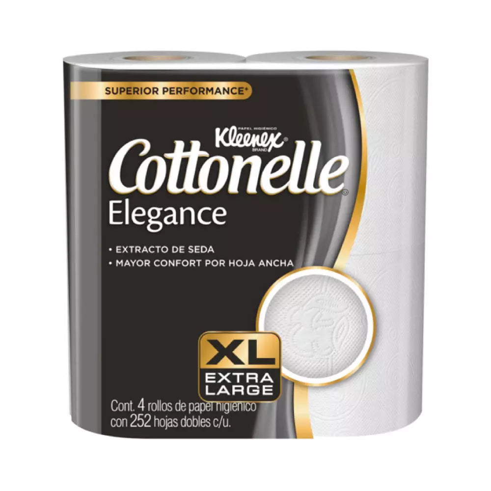 PAPEL HIGIENICO KLEENEX COTTONELLE ELEGANCE XL 252 HOJAS DOBLES 4pzs