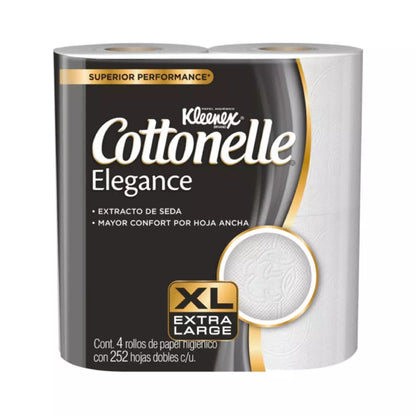 PAPEL HIGIENICO KLEENEX COTTONELLE ELEGANCE XL 252 HOJAS DOBLES 4pzs