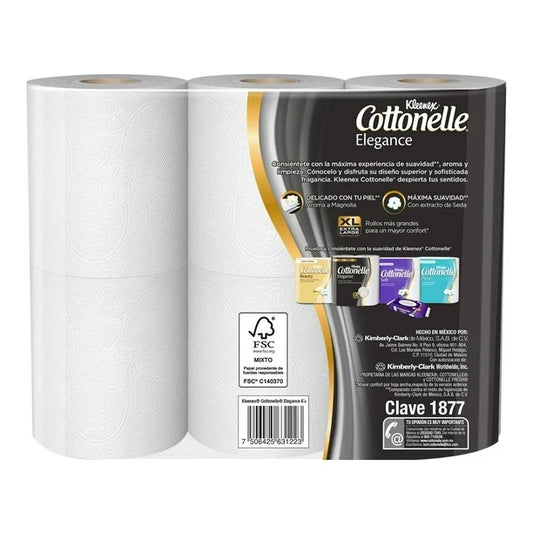 PAPEL HIGIENICO KLEENEX COTTONELLE ELEGANCE XL 300 HOJAS DOBLES 8/6