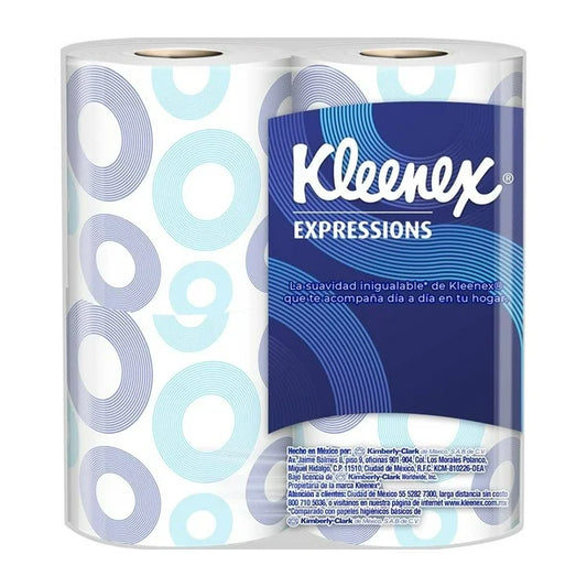 PAPEL HIGIENICO KLEENEX EXPRESSIONS XL 215 HOJAS DOBLES 4pzs