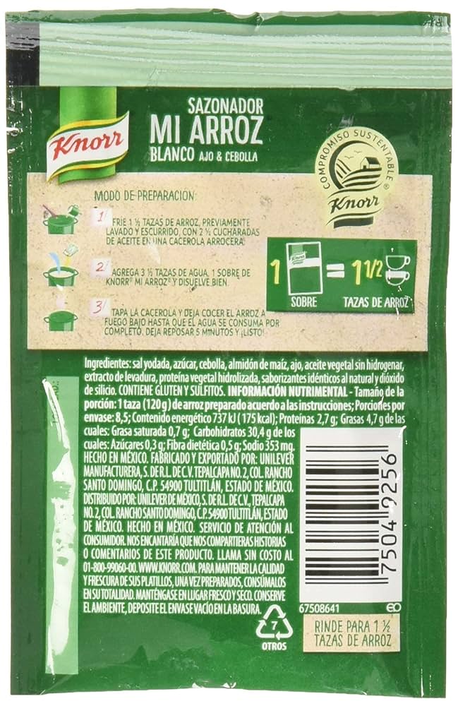 KNORR SAZONADOR P/ARROZ BLANCO 6/10 12 G