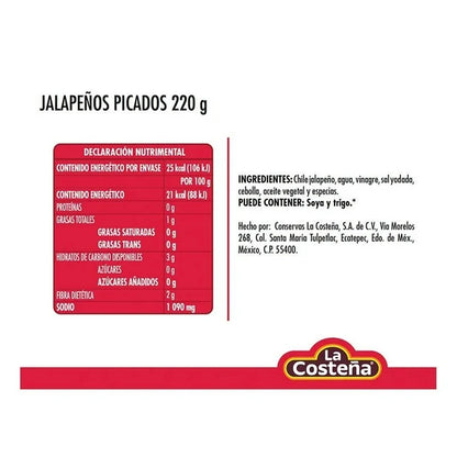 LA COSTEÑA JALAPEÑOS PICADOS 220 G