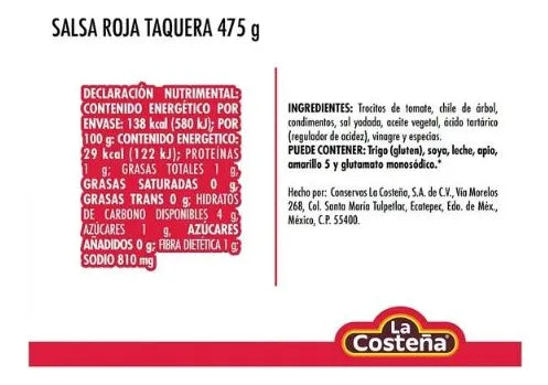 LA COSTEÑA SALSA TAQUERA ROJA 475 G