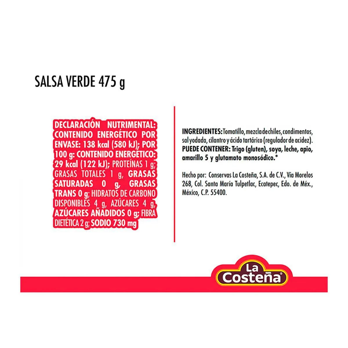 LA COSTEÑA SALSA VERDE 475 G