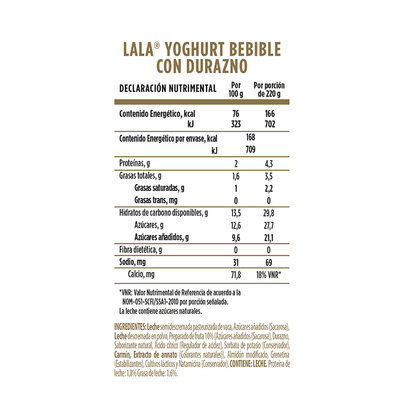 LALA YOGUR BEB DURAZNO 24/220 G 3430