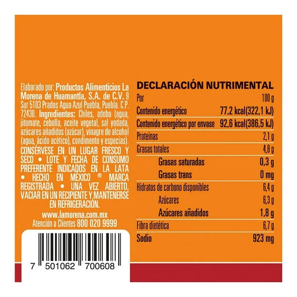 LA MORENA CHIPOTLES 20/100 G