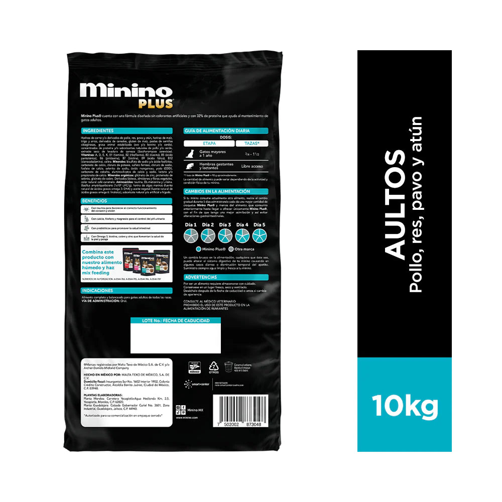 MININO PLUS ALIMENTO SECO PARA GATO C/10 K