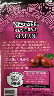 NESCAFE RESERVA MEXICANA XIAPAN 12pzs de 50 G