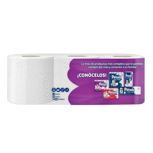 PAPEL HIGIENICO PETALO VITAMINA E 325 HOJAS DOBLES 3pzs