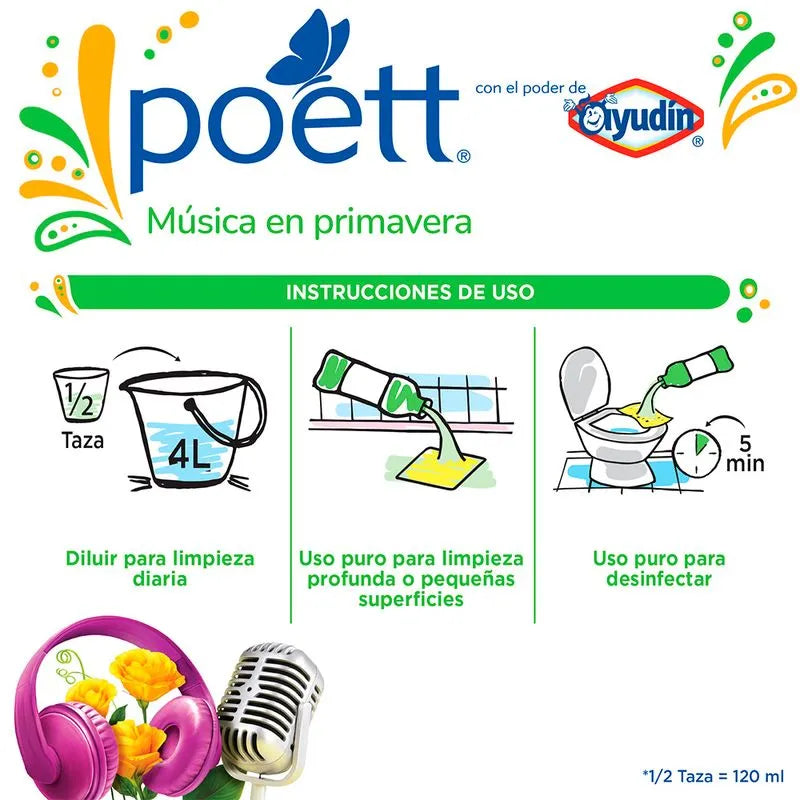 LIMPIADOR MULTIUSOS AROMATIZANTE POETT MUSICA EN PRIMAVERA 12/900 ML