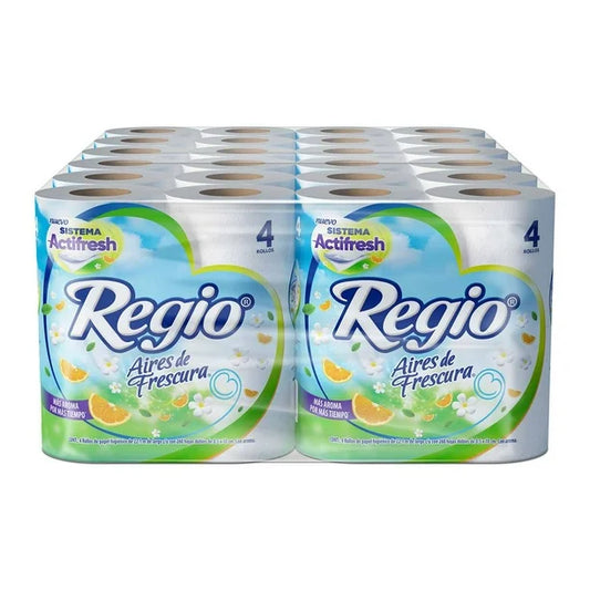 PAPEL HIGIENICO REGIO AIRES DE FRESCURA 200 HOJAS DOBLES 4pzs