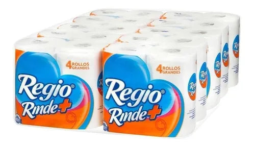 PAPEL HIGIENICO REGIO RINDE+ 400 HOJAS DOBLES 4pzs