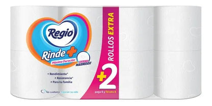 PAPEL HIGIENICO REGIO RINDE+ 375 HOJAS DOBLES 4+2pzs