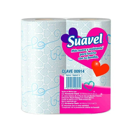 PAPEL HIGIENICO SUAVEL 200 HOJAS DOBLES 4pzs
