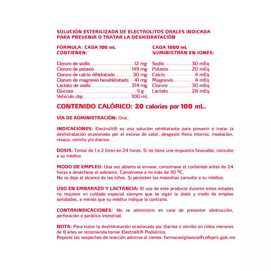 SUERO REHIDRATANTE ELECTROLIT PONCHE DE FRUTAS 12/625 ML