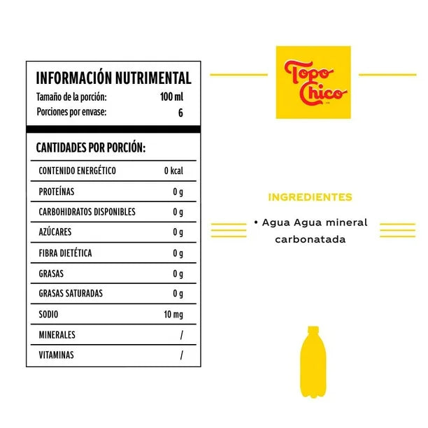TOPO CHICO AGUA MINERAL PET 12/600 ML