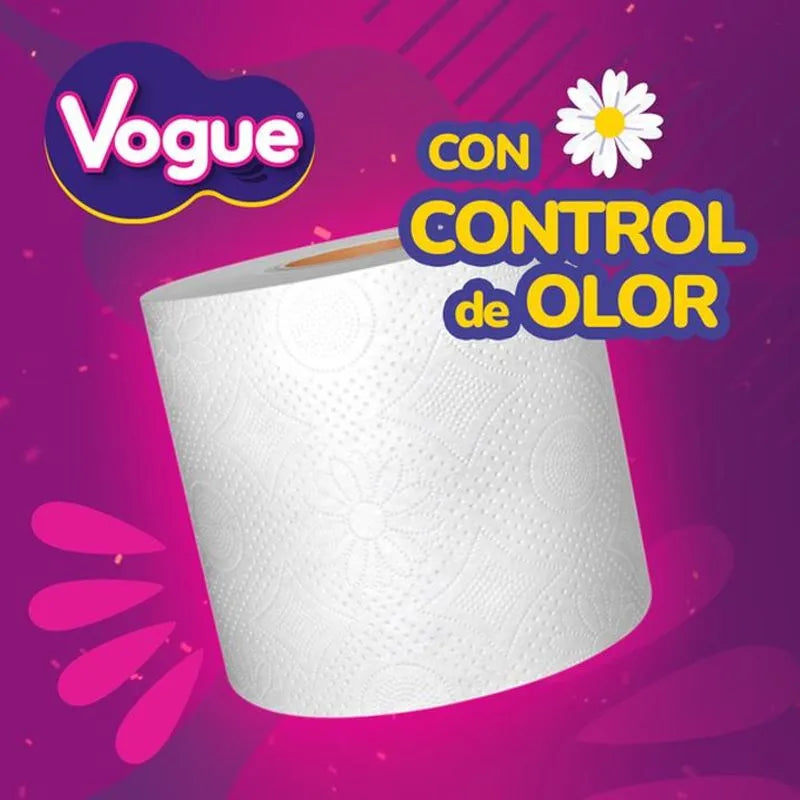 PAPEL HIGIENICO VOGUE MANZANILLA 600 HOJAS DOBLES 4pzs