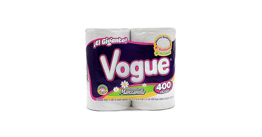 PAPEL HIGIENICO VOGUE MANZANILLA 400 4pzs